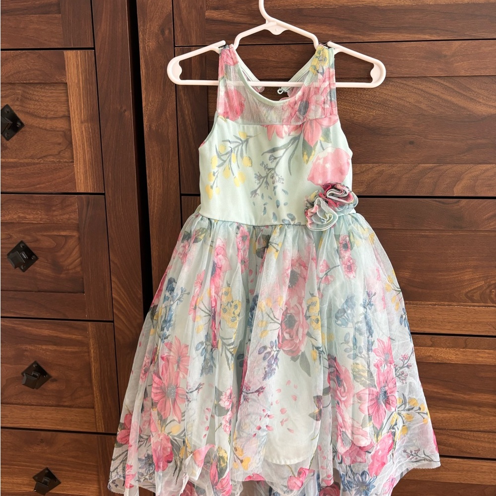 Zunie Pastel Floral Dress with Pink and Yellow Accents